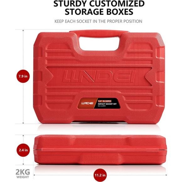 1/4”Drive Impact Socket Set, 52 PCS Mechanic Tool Set with 72-Tooth Ratchet - Picture 5 of 6
